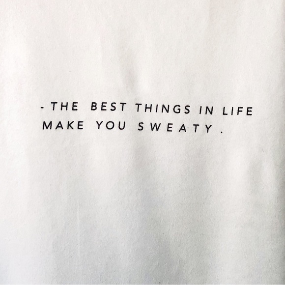 lovers of hYOUmanity white logo tee “THE BEST THINGS IN LIFE MAKE YOU SWEATY” - Picture 2 of 8